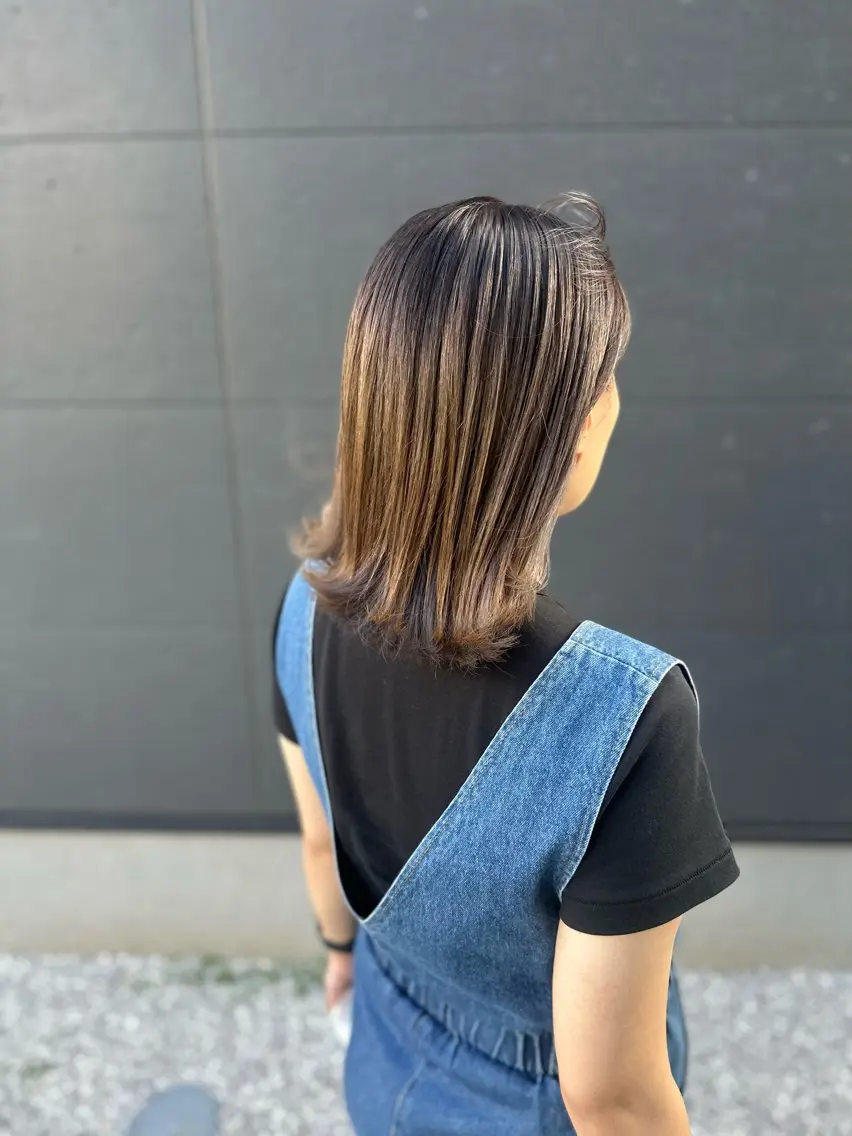 ミディアム 外国人風カラー ヘアカラー トリートメント K Harukaのヘアスタイル