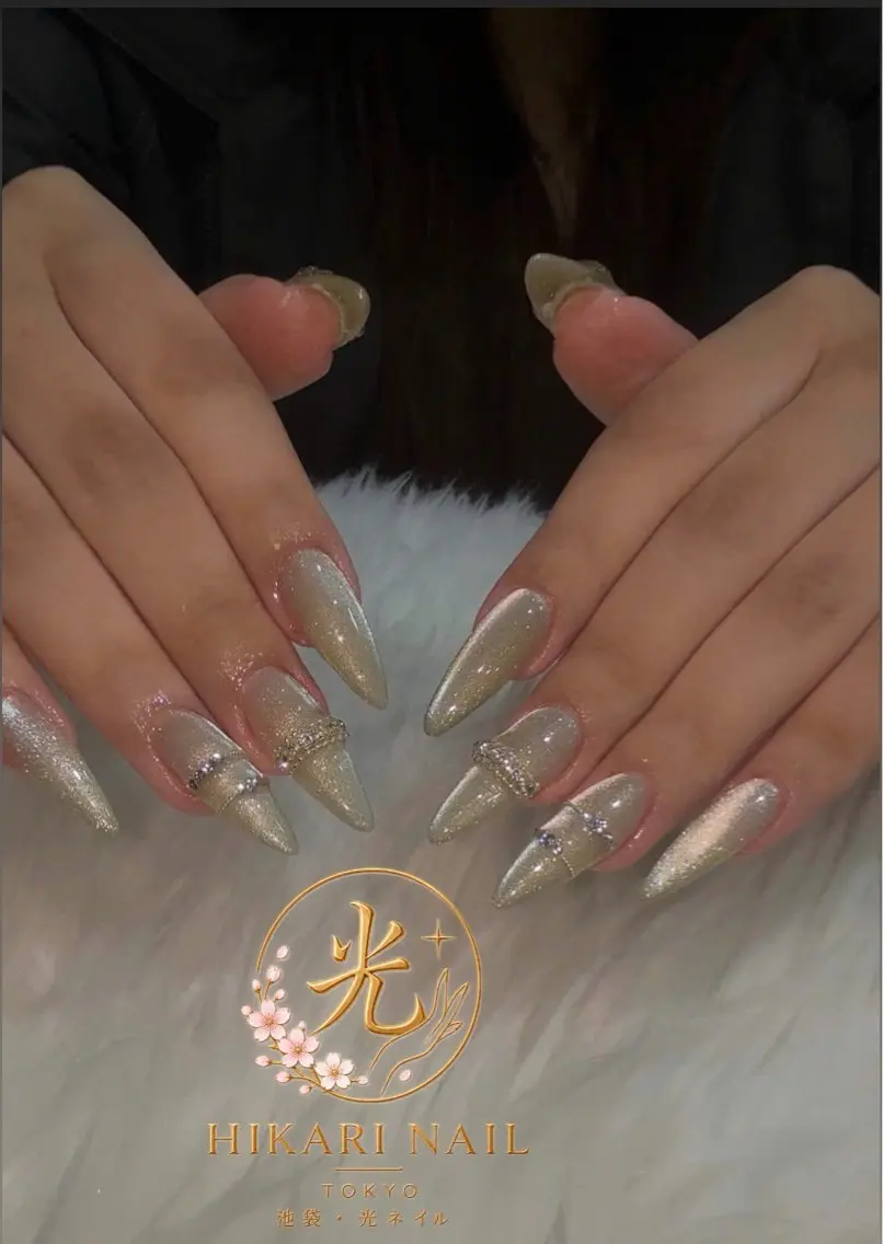 ネイル チークネイル 長さ出し フレンチネイル ガーリー ハート HikariNail Ikebukuroのネイルデザイン