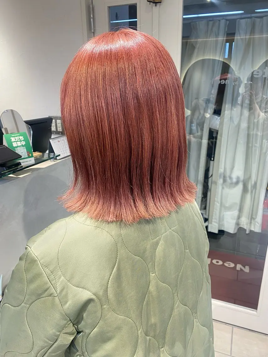 ミディアム カラー ベージュカラー ブリーチ ピンクカラー ピンクベージュ Aya　ブリーチなし 🌱　ダブルカラーのヘアスタイル
