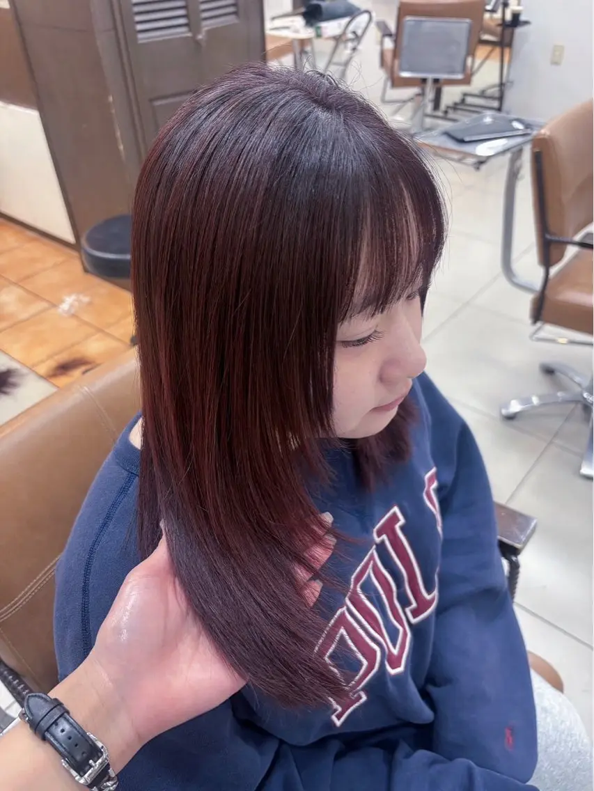 ミディアム カラー レイヤーカット カット ヘアカラー 頭皮×髪質改善 透明感カラー💎中村のヘアスタイル
