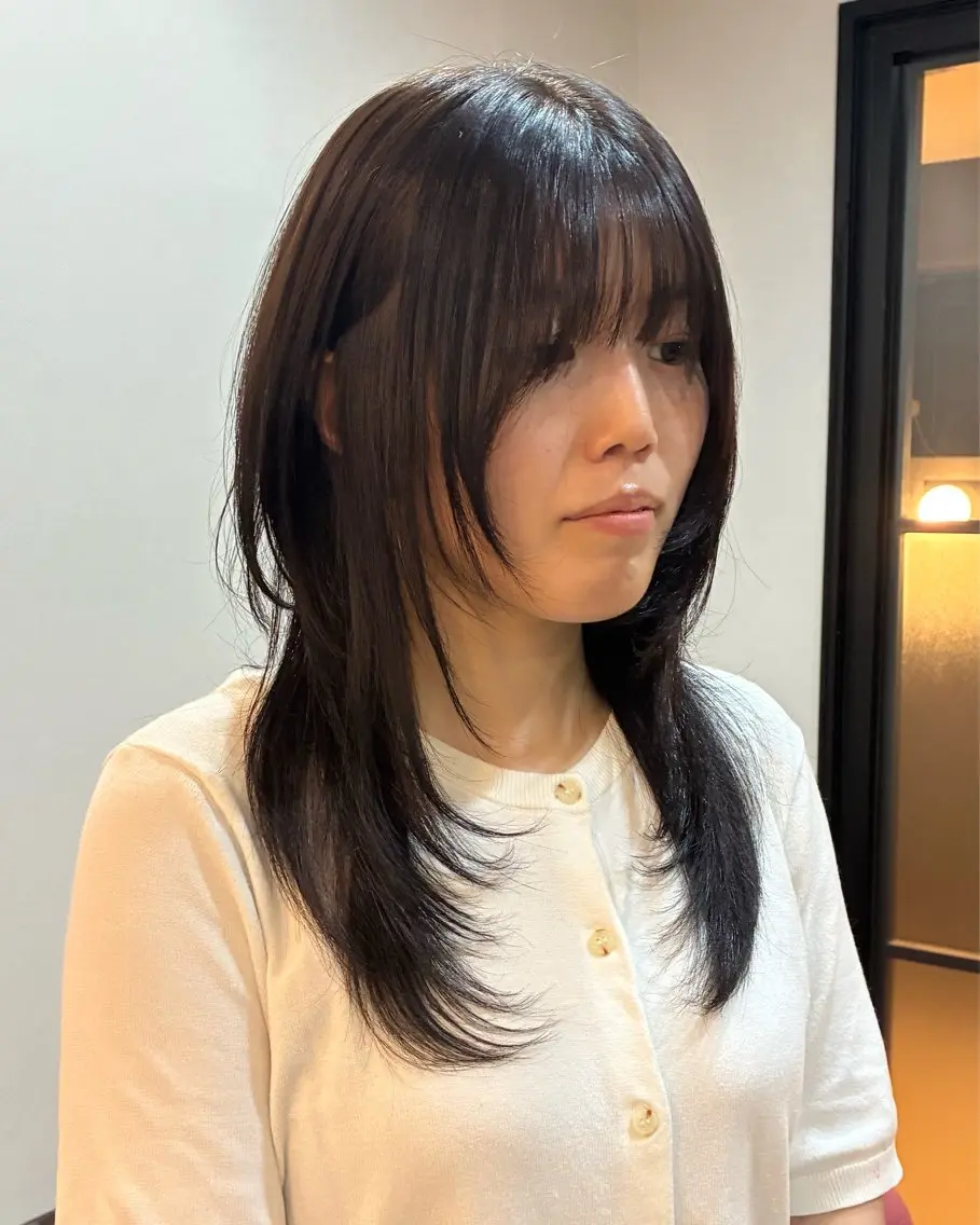 セミロング 縮毛矯正 カット ヘアカラー 縮毛矯正 柴田真衣 /ナチュラル/半個室のヘアスタイル