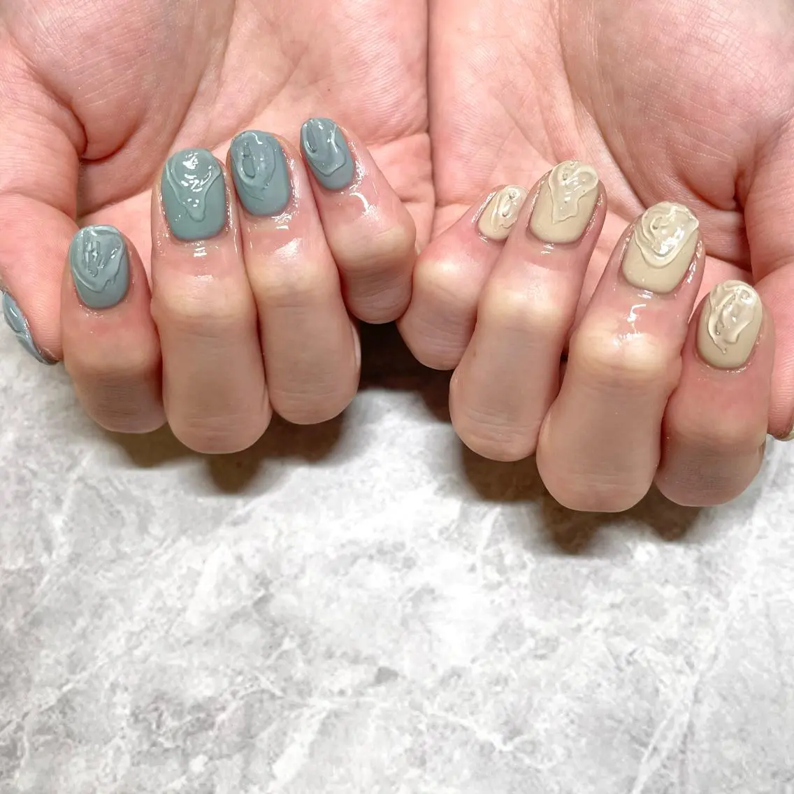 ネイル ニュアンスネイル ぷっくりネイル ハンドネイル 大山 楓花のネイルデザイン