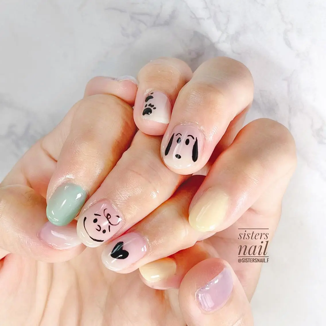 ネイル アートネイル ブラウン ショートネイル 夏ネイル sisters nail.fのネイルデザイン
