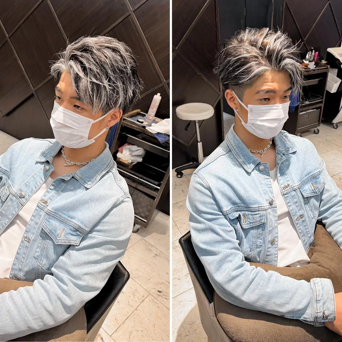 カラー メンズ メンズメッシュ ミストバング フェイスフレーミング メッシュ カット ヘアカラー トリートメント メンズ専門 井藤 雅也のヘアスタイル