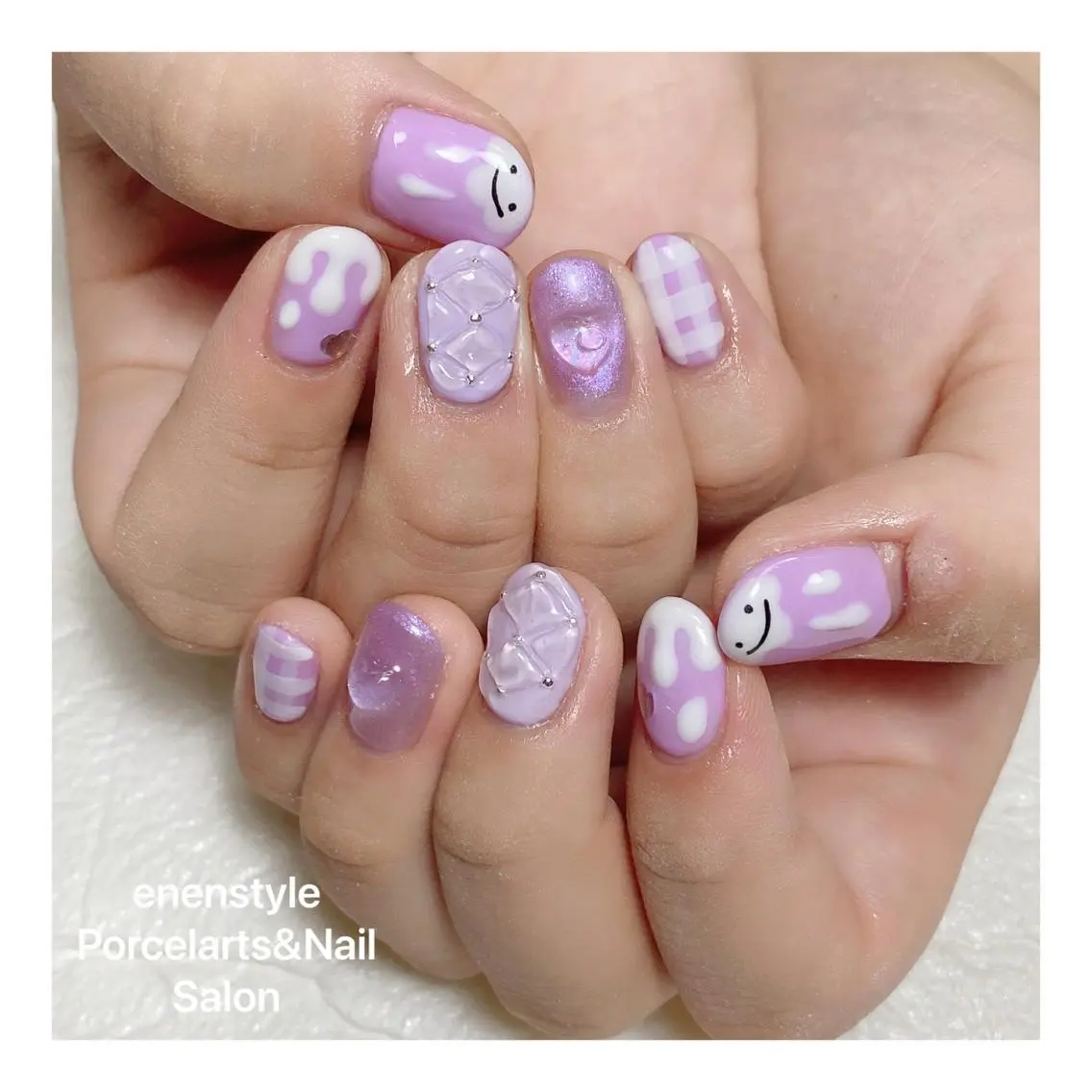 ミディアム ネイル ハンドネイル 🐾enen style 🐾のネイルデザイン