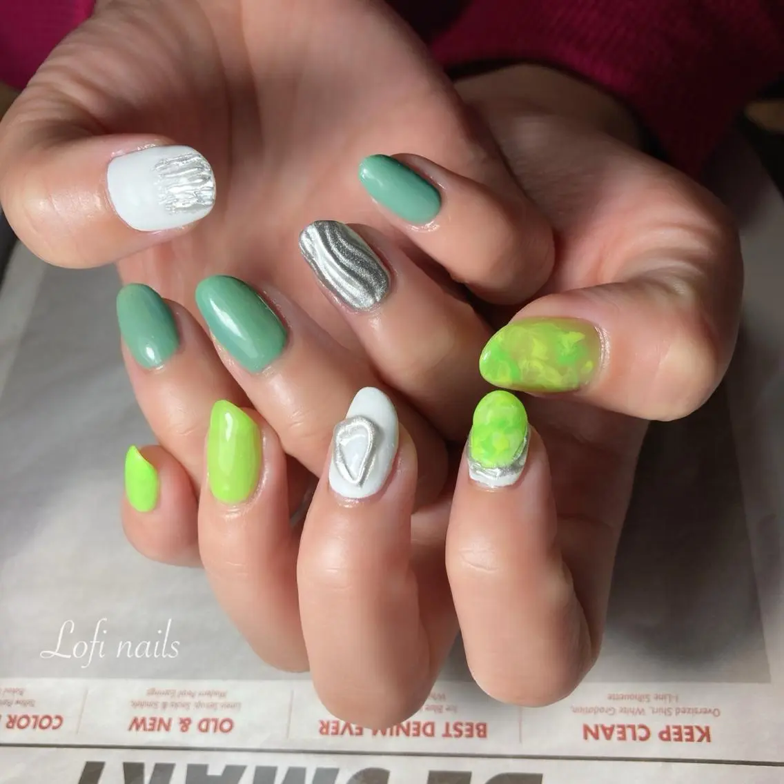 ネイル 大理石ネイル(マーブル) ぷっくりネイル Lofi nails ゆきこのネイルデザイン
