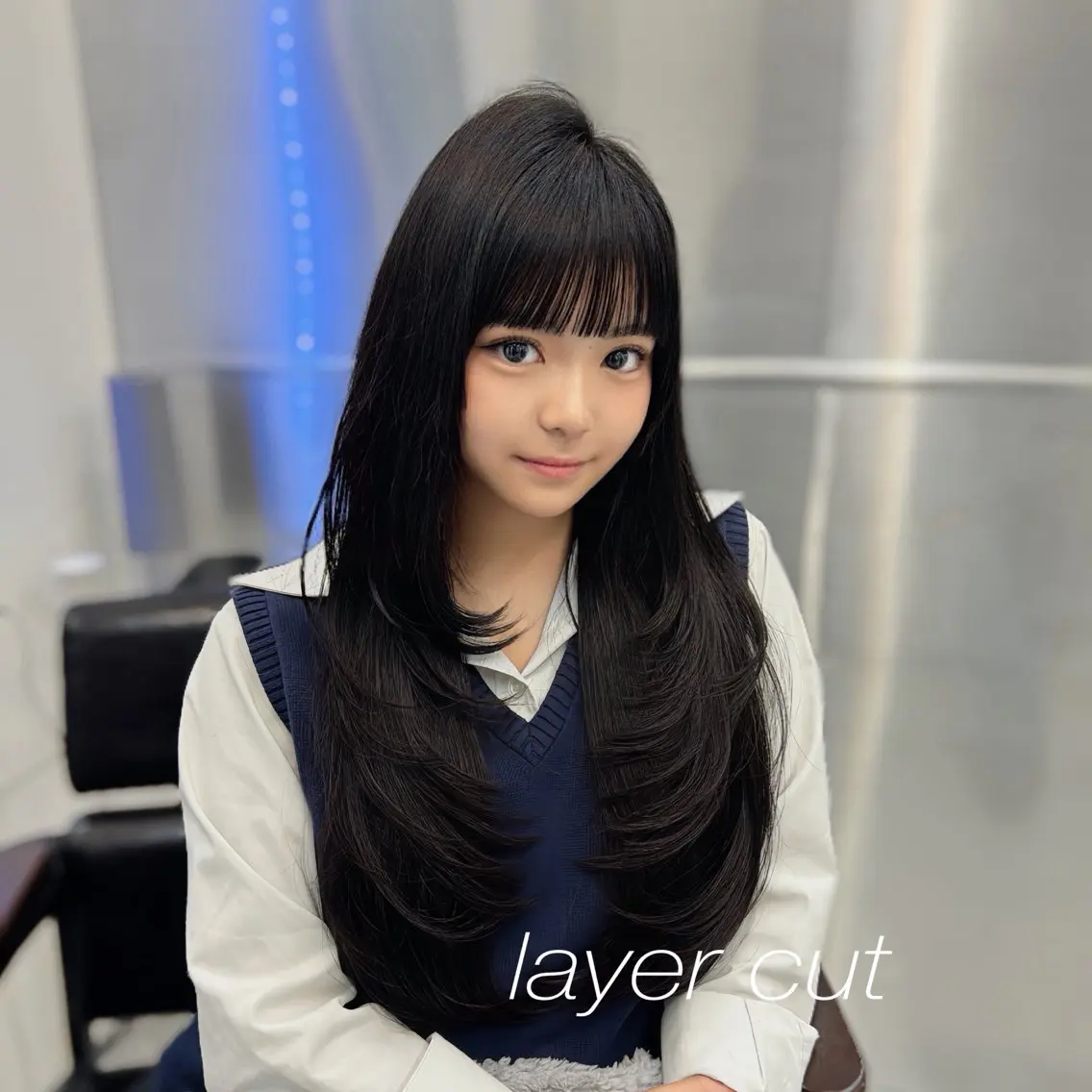 ロング ハッシュカット レイヤーカット カット トリートメント 縮毛矯正/エクステ レイヤーカット/達也のヘアスタイル