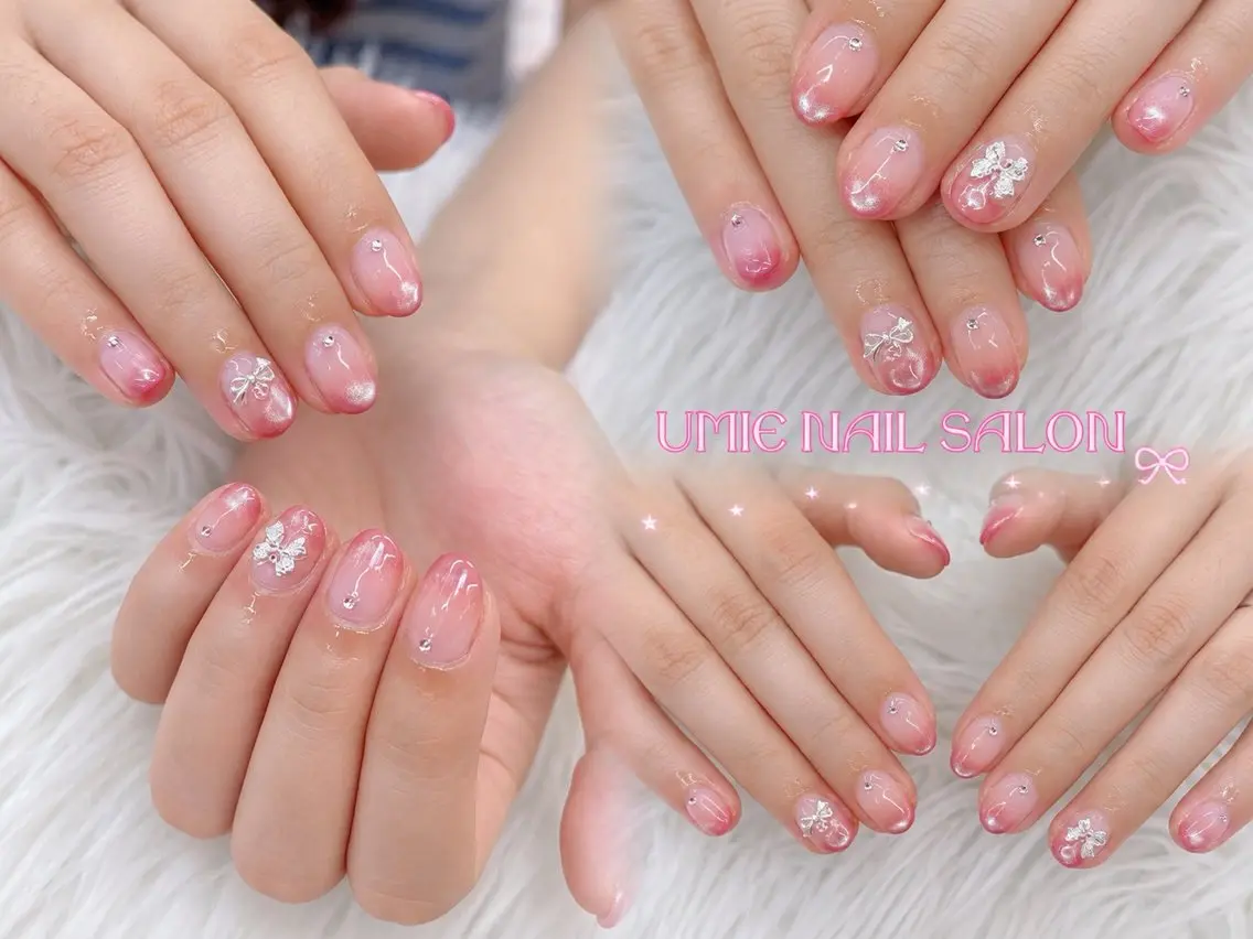 ネイル フットネイル フレンチネイル ジェルネイル ガラスフレンチ マグネットネイル ハンドネイル UMIE NAIL SALONのネイルデザイン