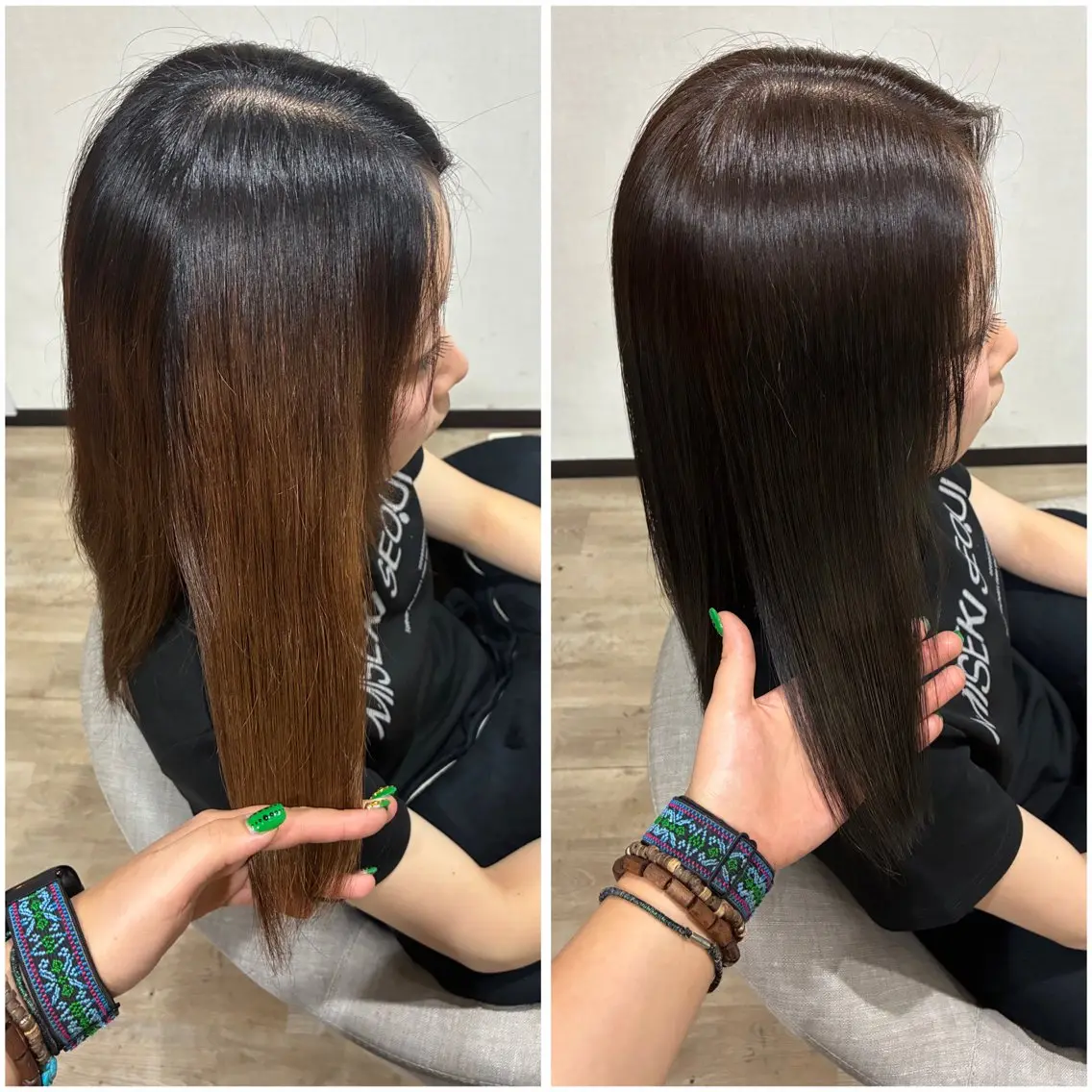 セミロング カラー ブリーチ オリーブカラー 髪質改善 ヘアカラー トリートメント 🌺髪質改善カラー/ 齋藤ゆうなのヘアスタイル