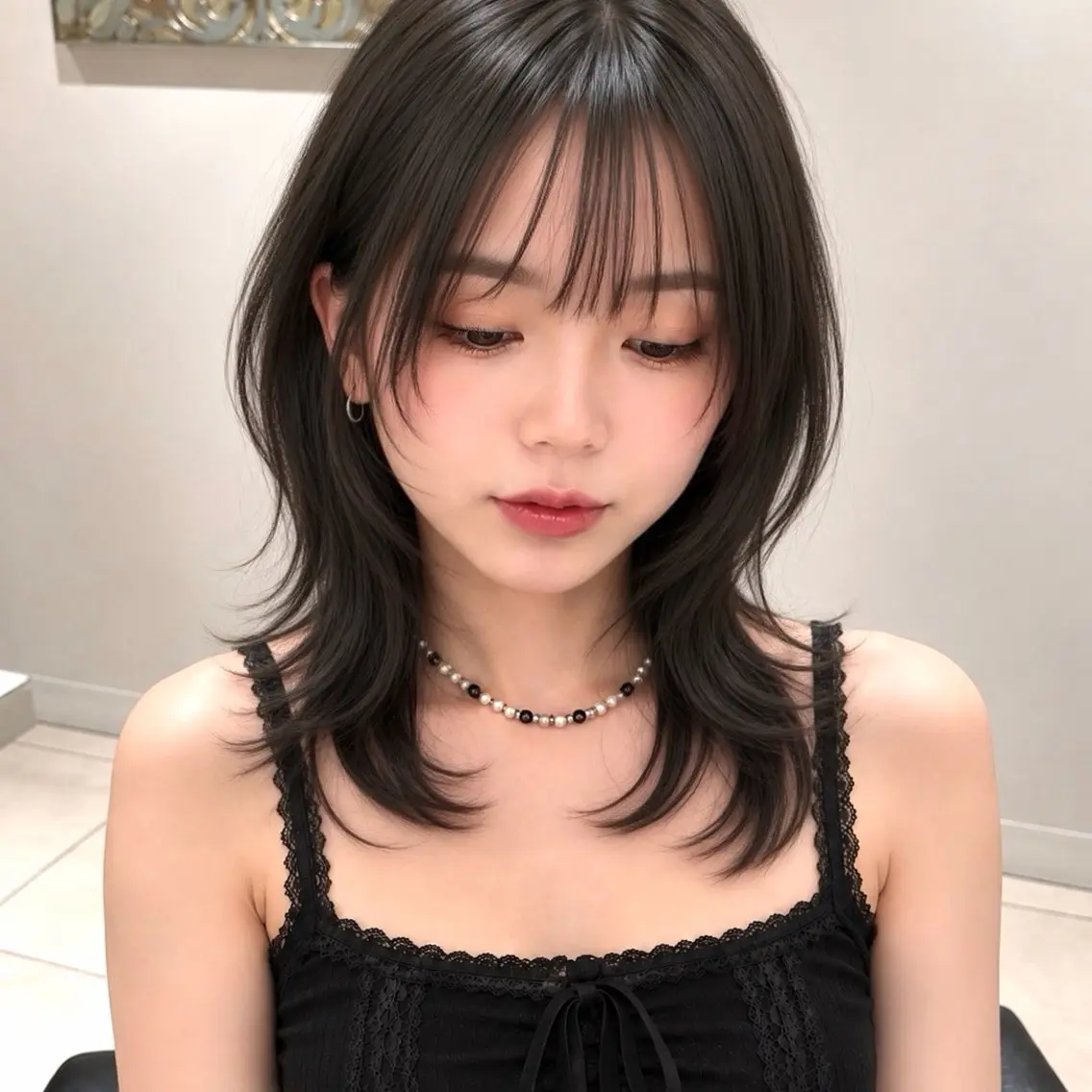 ミディアム カラー パーマ アッシュ アッシュグレー アッシュグレージュ グレージュ ハッシュカット カット ヘアカラー トリートメント ラフモードハッシュ× 巻ける縮毛矯正 渋谷のヘアスタイル