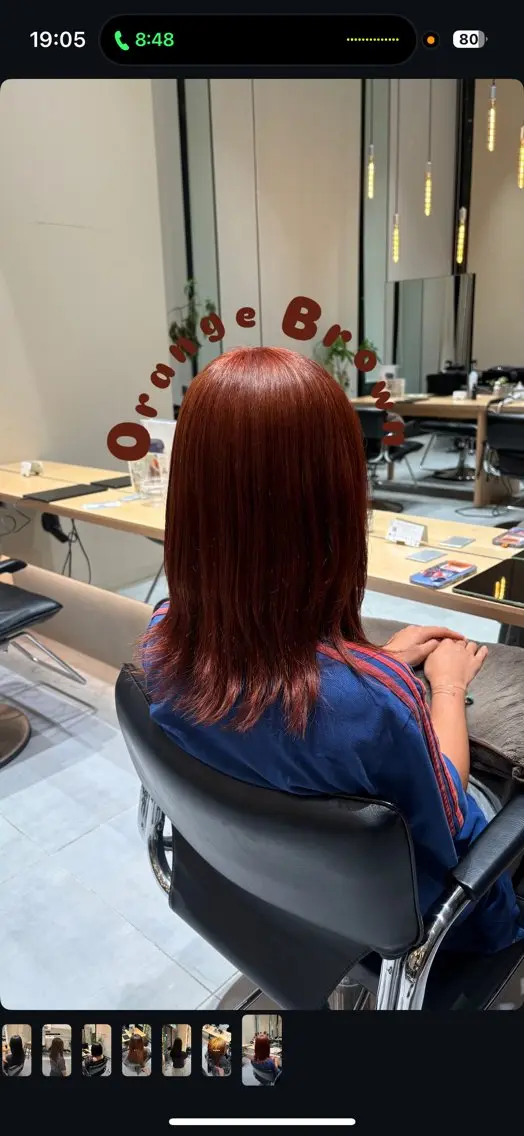 セミロング オレンジブラウン ヘアカラー トリートメント 🌷花音🌷メンズ /艶カラー/Wカラーのヘアスタイル