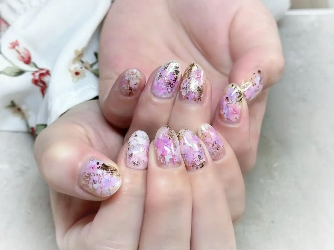 ネイル シンプルネイル 春ネイル ハンドネイル Éclat~エクラ~ Mizukiのネイルデザイン
