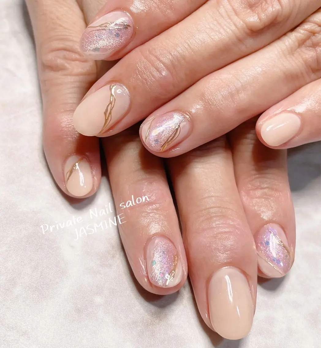 ネイル マグネットネイル ミラーネイル シンプルネイル ハンドネイル Nail salon JASMINEのネイルデザイン