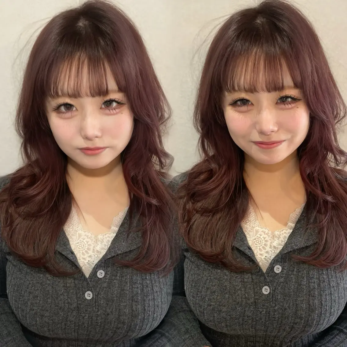 セミロング ピンクブラウン カット ヘアカラー 似合わせカット/ 顔周りカット/まりなのヘアスタイル
