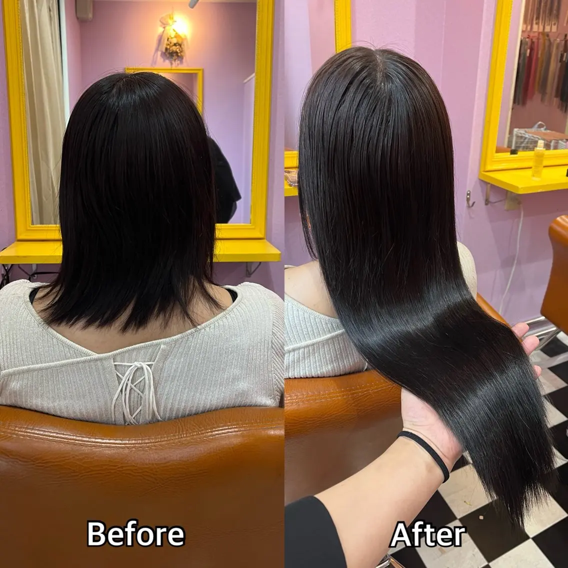 ロング カラー+ちび編み込み エクステ梅田🐨のヘアスタイル