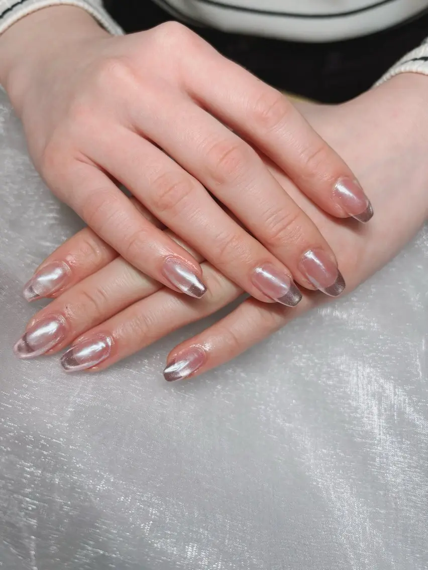 ネイル フレンチネイル マグネットネイル ミラーネイル ピンク 春ネイル nail salon Lanaのネイルデザイン