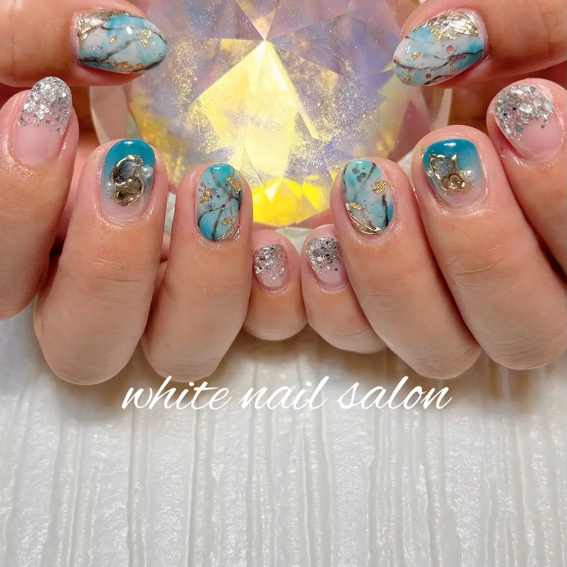 ネイル フットネイル ラメ(グリッター) ハンドネイル white nail salonのネイルデザイン