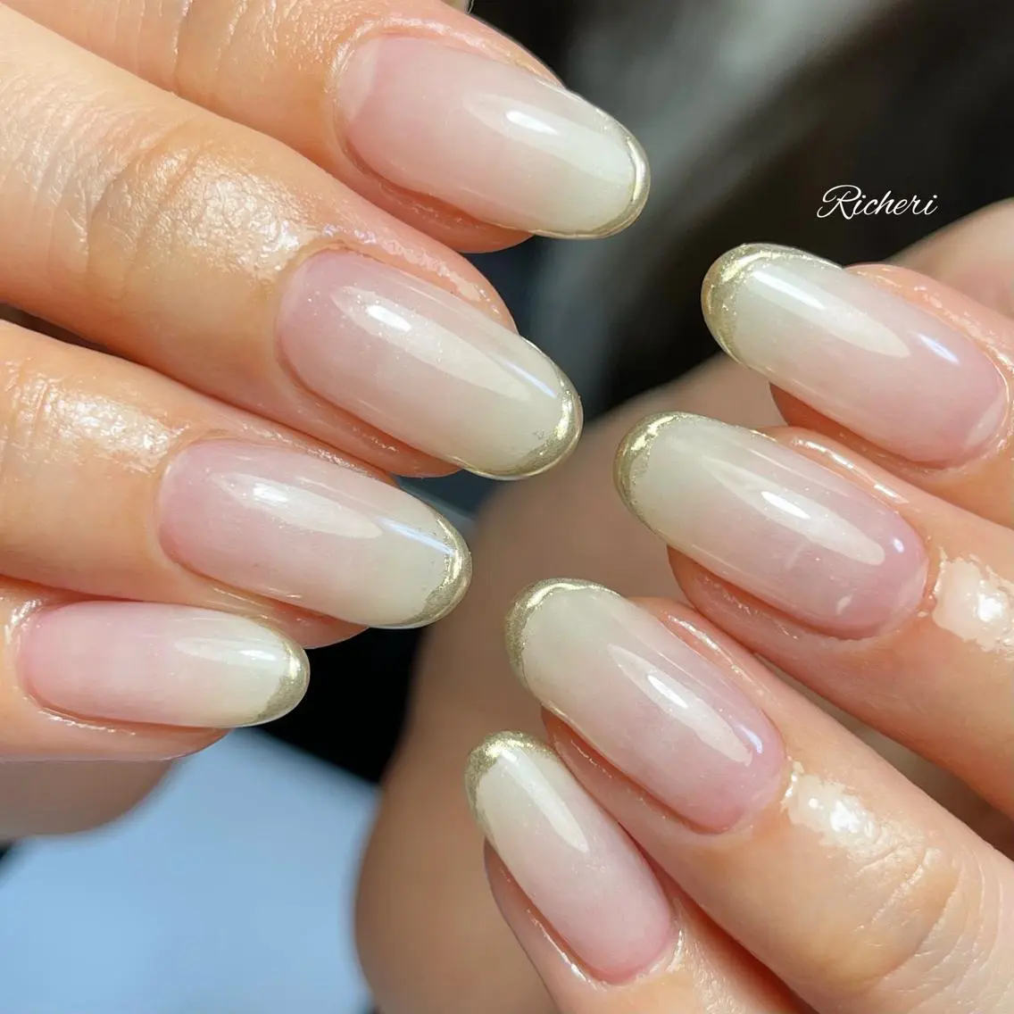 ミディアム ネイル フレンチネイル ミラーネイル richeri beautyのその他イメージ