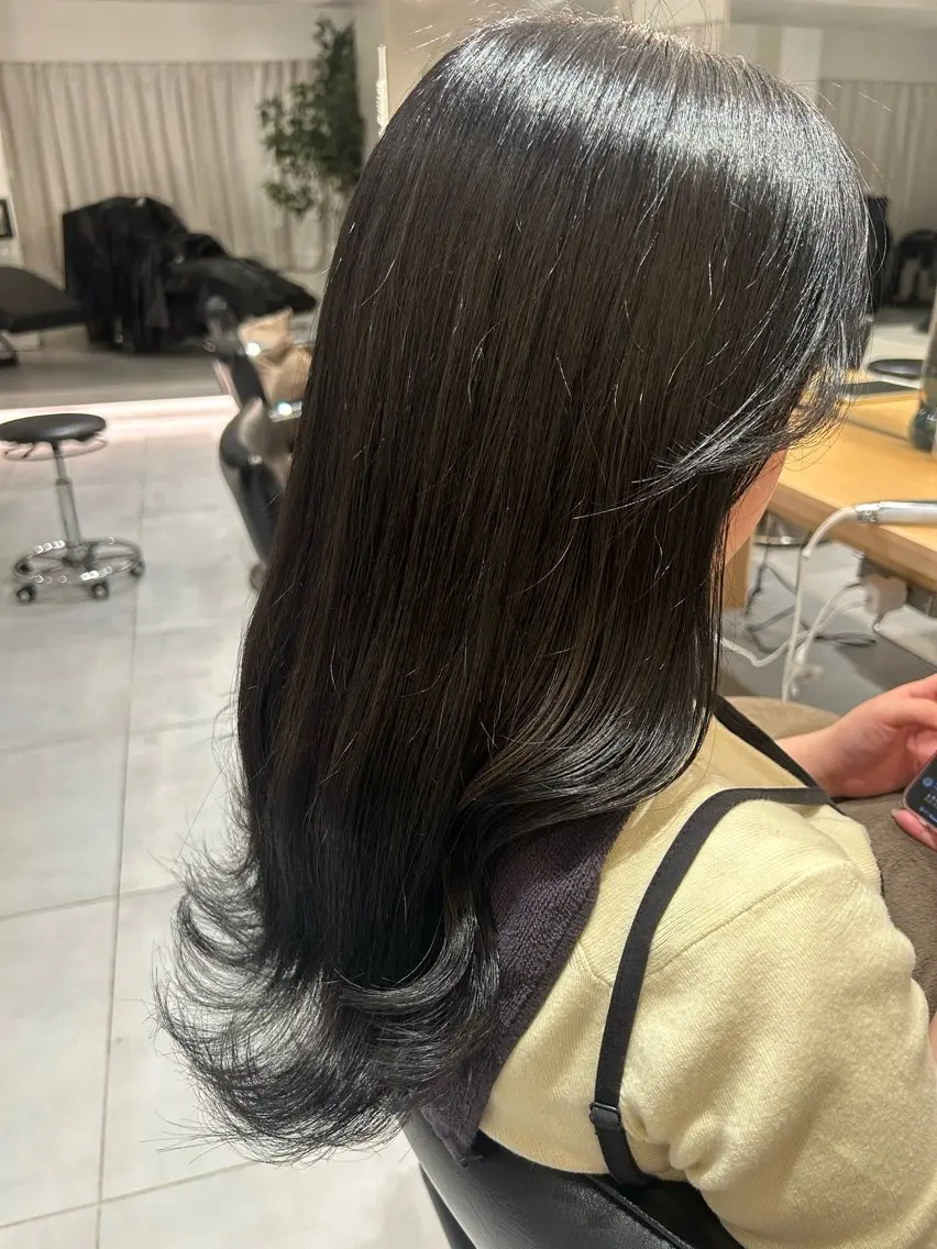 カラー 黒髪 透明感カラー ナチュラルブラック 透明感カラー 🎀➳ かのんのヘアスタイル