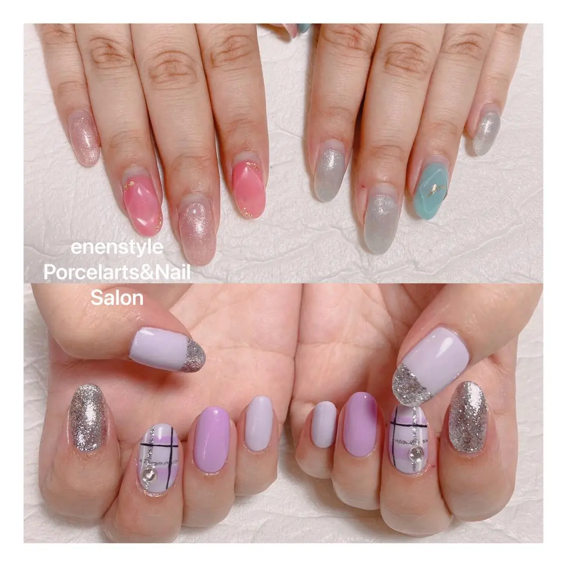 ミディアム ネイル ハンドネイル 🐾enen style 🐾のネイルデザイン