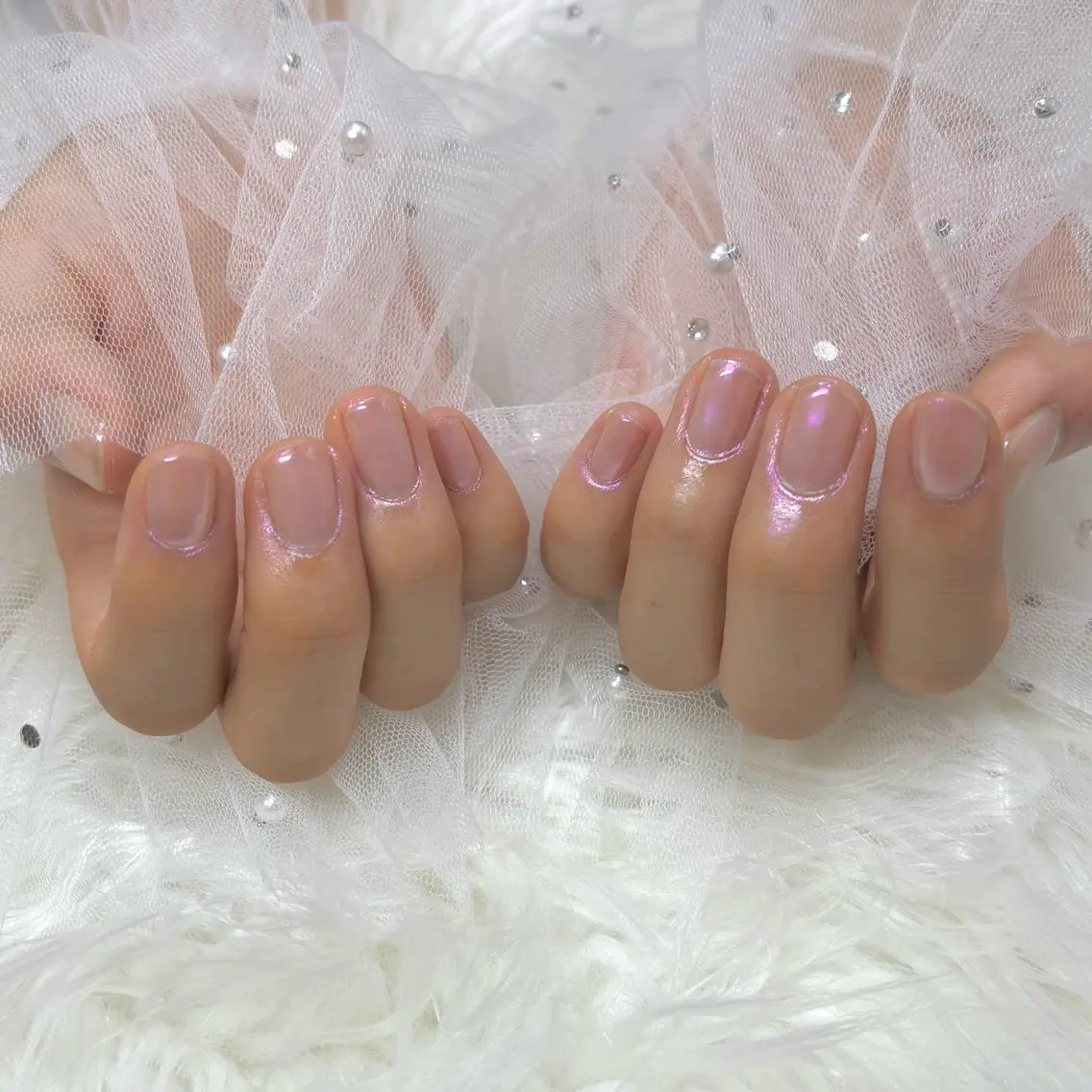 ネイル オーロラネイル クリアネイル ハンドネイル SHINE nail salonのネイルデザイン