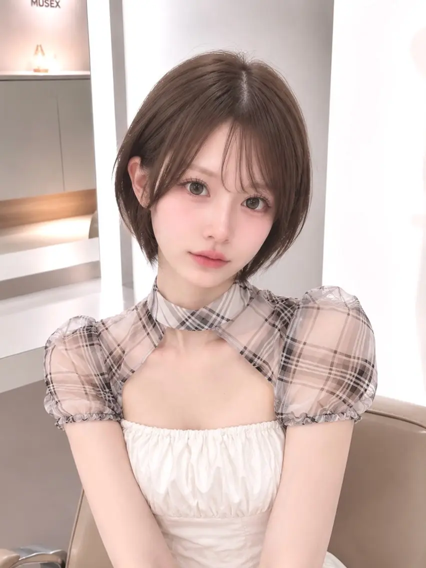 ショート ショートボブ ボブ ショートヘア カット Rea♡ショート /コテ巻き風パーマのヘアスタイル