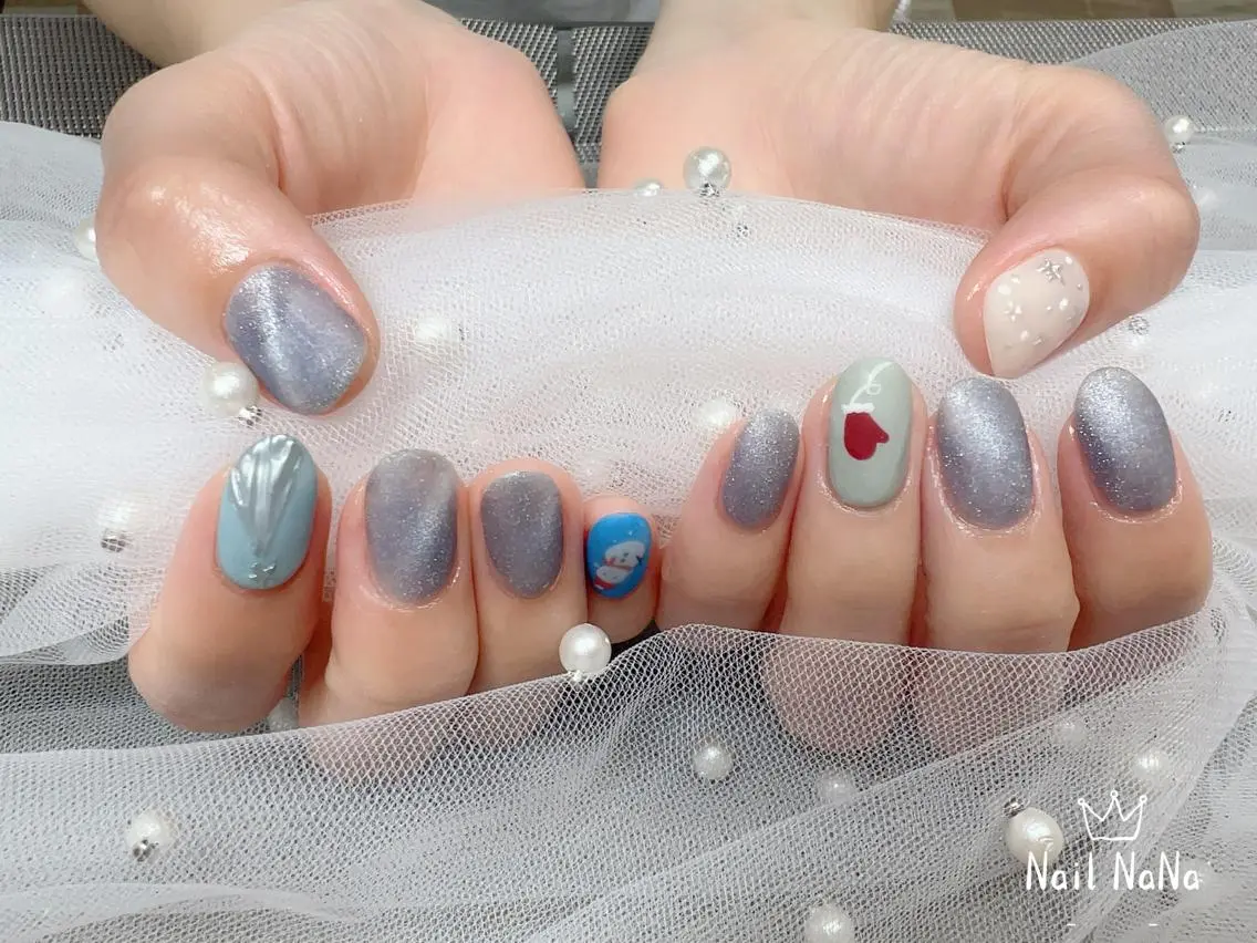 ショート カラー ネイル クリスマス マットネイル 冬ネイル クリスマス Nail NaNaのネイルデザイン