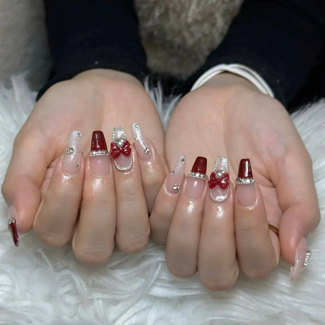 ネイル オーロラネイル ボルドー ブラウン 氷ネイル・うるうるネイル キラキラネイル Julli NailStudioのネイルデザイン