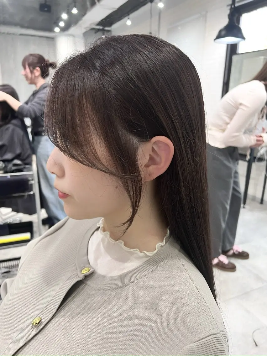 ロング カラー 髪質改善 韓国風ヘア 似合わせカット 小顔カット カット ヘアカラー トリートメント 🌿海山龍馬🌿前髪 /顔まわり/レイヤーのヘアスタイル