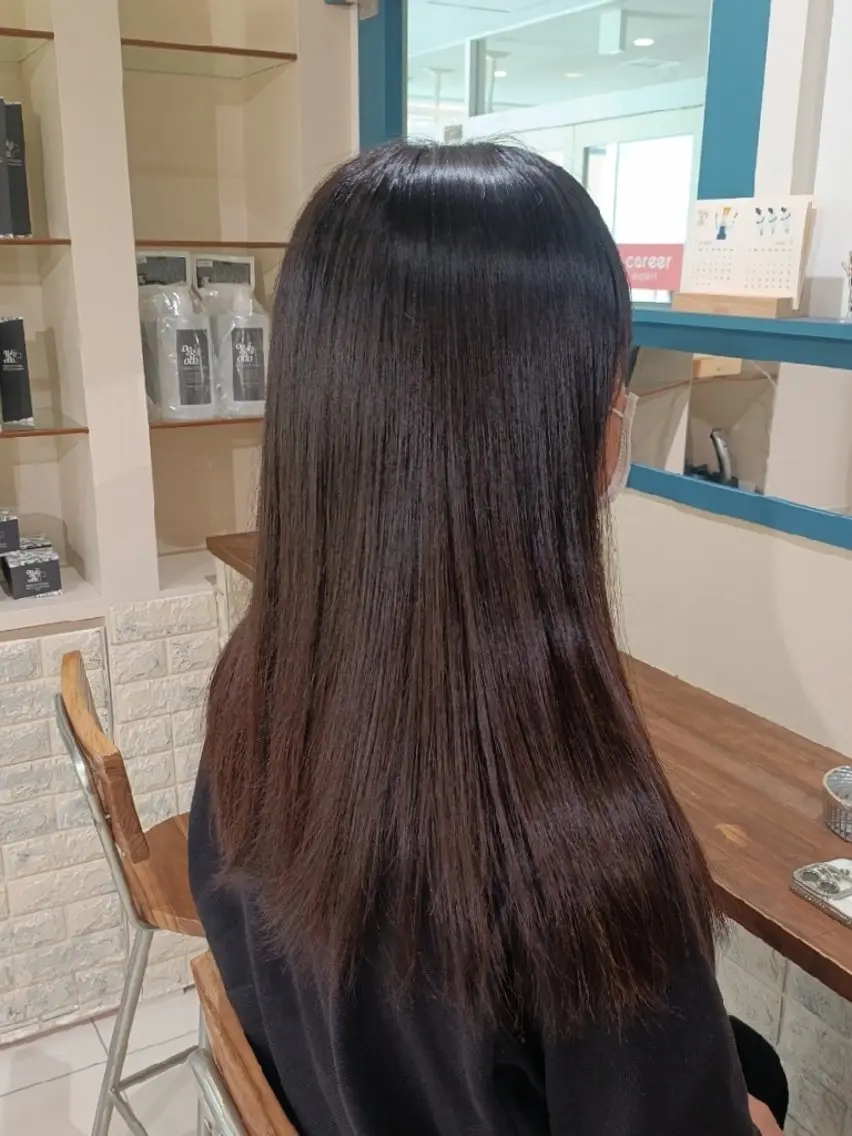 ロング 酸性ストレート 縮毛矯正 きっか海老名 癒やしのヘッドスパのヘアスタイル