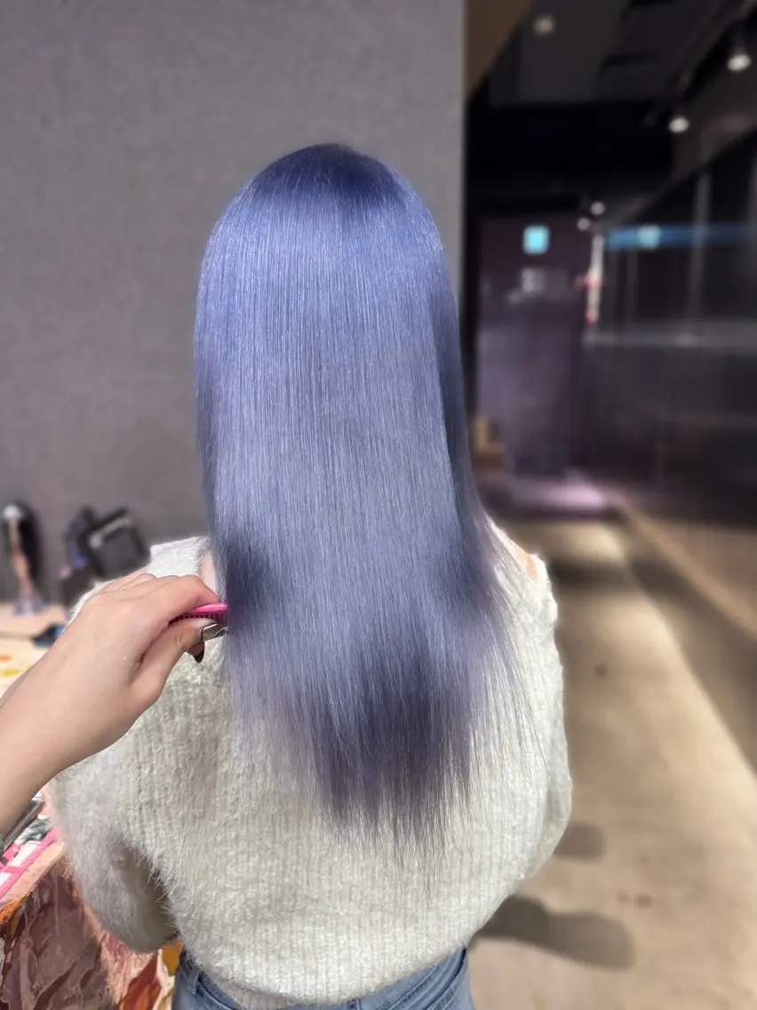 セミロング カラー ラベンダーカラー ヘアカラー トリートメント 紬/enne/ブリー チ/ハイトーンのヘアスタイル