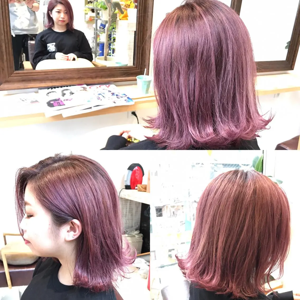 ミディアム カラー パープルカラー 外ハネヘア メンズ指名多数!! 田島史也のヘアスタイル