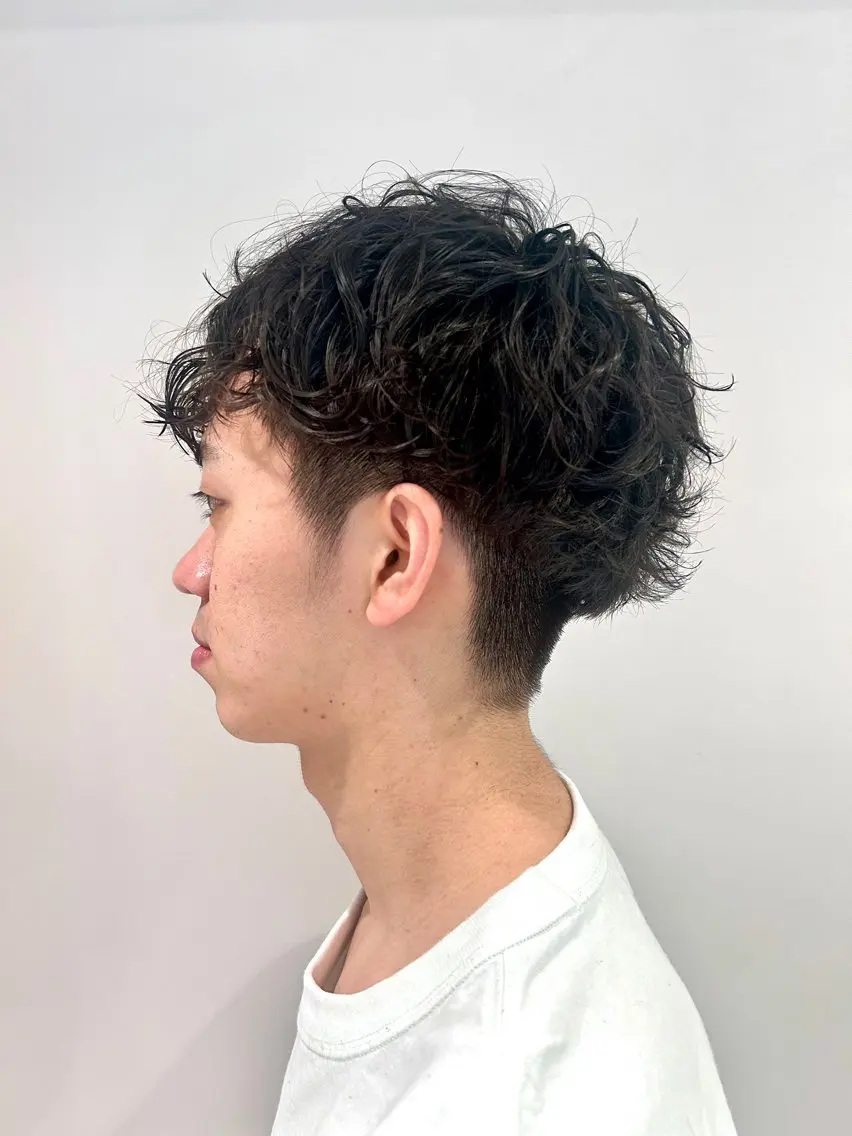 ショート パーマ メンズ マッシュ メンズパーマ プードルパーマ メンズショート スペインカール メンズパーマ ジンのヘアスタイル