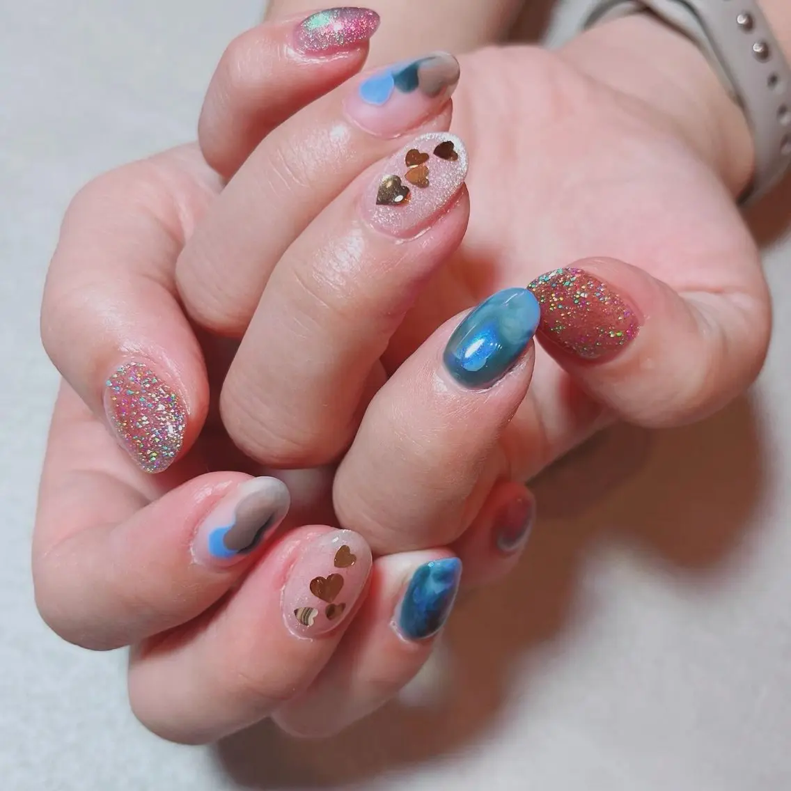 ネイル ハート ニュアンスネイル 冬ネイル クリスマス RUI ☆のネイルデザイン