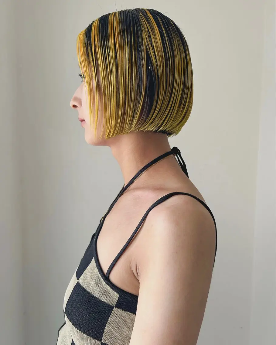 ショート カラー ブリーチ ケアブリーチ ハイライトカラー イエローカラー ハイライト カット ヘアカラー トリートメント 村上雅人 ナチュラルモードのヘアスタイル