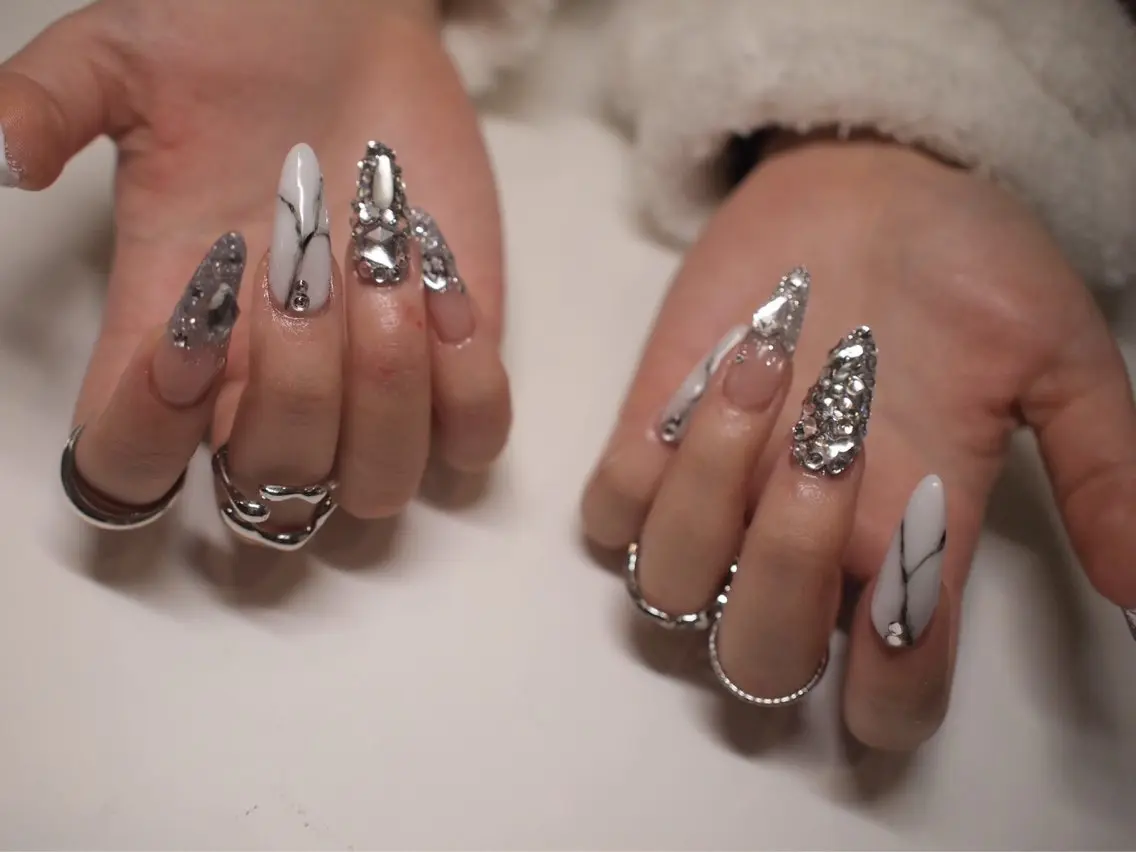 ネイル 大理石ネイル(マーブル) スカルプネイル 【ＯＲＧＡＮ】 nailのネイルデザイン