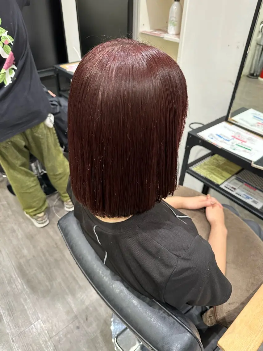 ミディアム カラー ブラウンカラー ピンクカラー ピンクブラウン レッドカラー カット ヘアカラー トリートメント 艶髪レイヤー上田 紗也🇰🇷💗のヘアスタイル