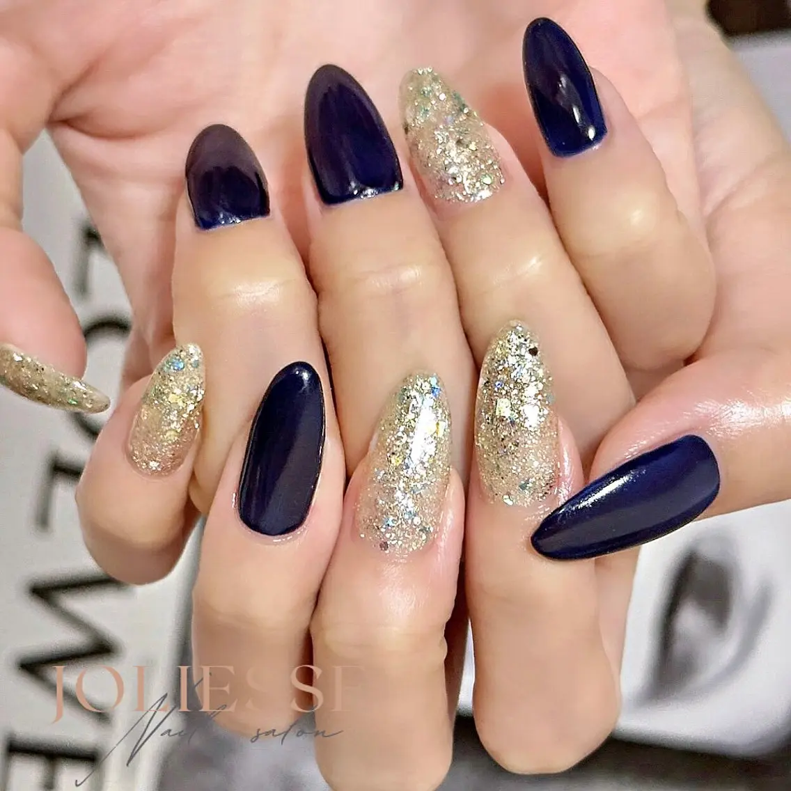 ネイル ネイビー ハンドネイル JOLIESSE Ayumiのネイルデザイン