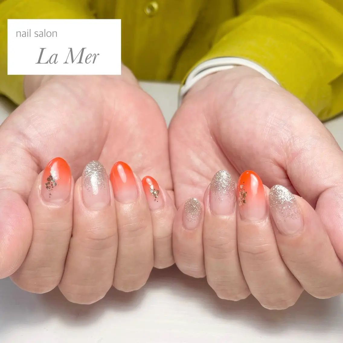 ネイル フラッシュネイル グラデーション キラキラネイル ラメ(グリッター) ラメグラデーション ハンドネイル nailsalon La Merのネイルデザイン