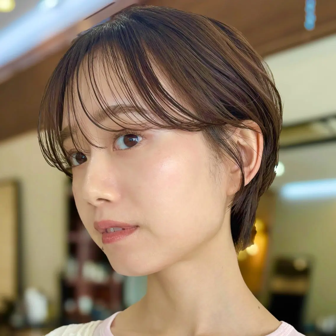 ショート カラー 丸みショート ショートヘア カット ヘアカラー トリートメント 顔まわり🥨レイヤー /透明感/水口舞奈のヘアスタイル
