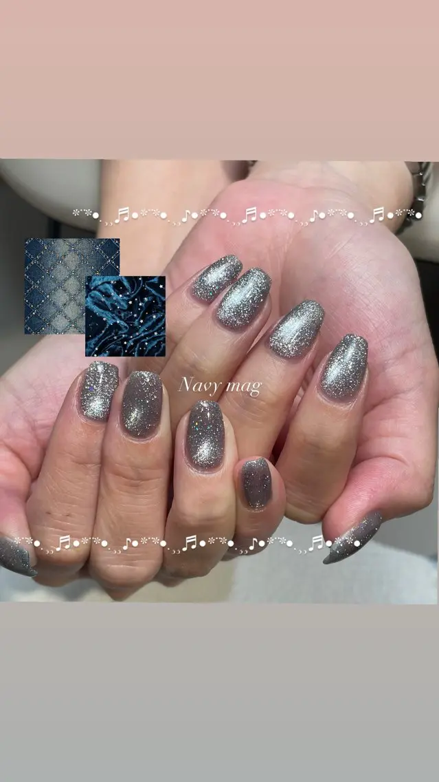 ネイル ブルー マグネットネイル シンプルネイル ハンドネイル 𝐑𝐢𝐨 ☪︎.°【銀座】のネイルデザイン