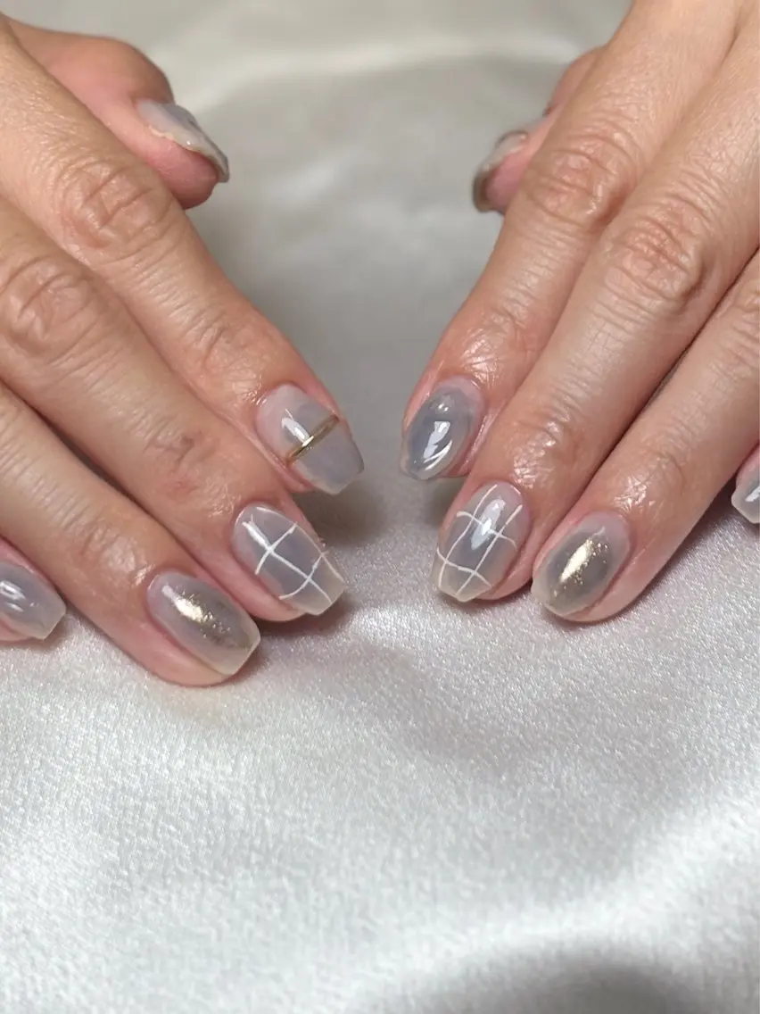 ネイル ブルー ニュアンスネイル ハンドネイル Ajoure miwaのネイルデザイン
