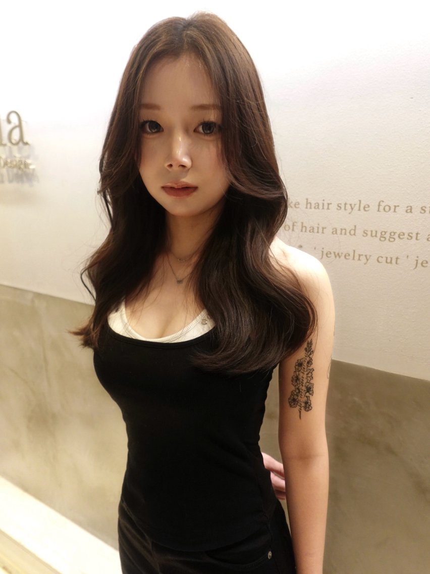 ロング チョコレートブラウン レイヤーカット ヘアカラー 福岡美容室 koudaiのヘアスタイル