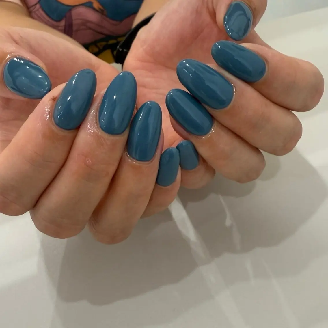 ネイル ブルー ワンカラーネイル ハンドネイル nail◯ petitnanoのネイルデザイン