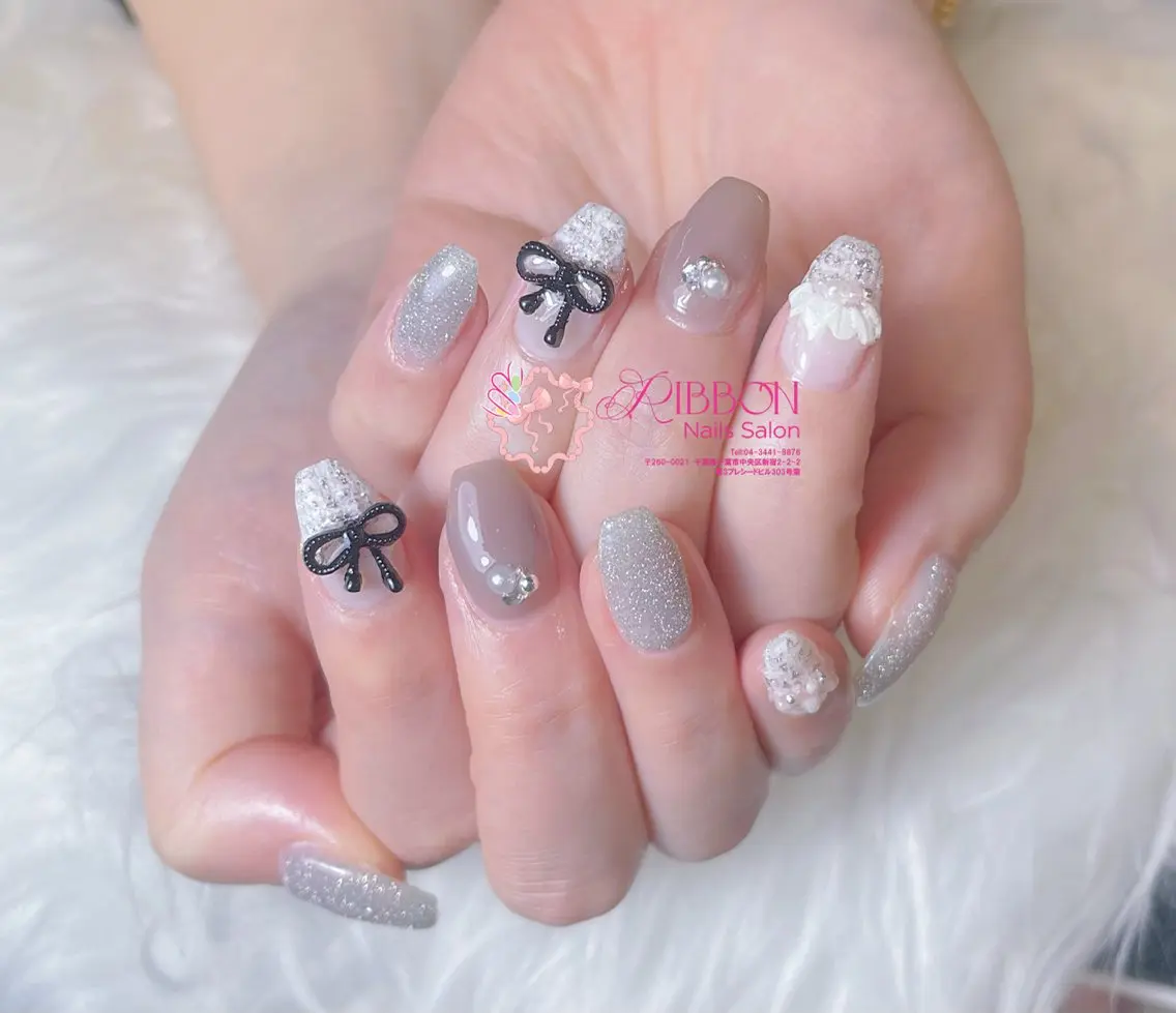ネイル フレンチネイル ジェルネイル マグネットネイル 持ち込み ニュアンスネイル Ribbonnail salonのネイルデザイン