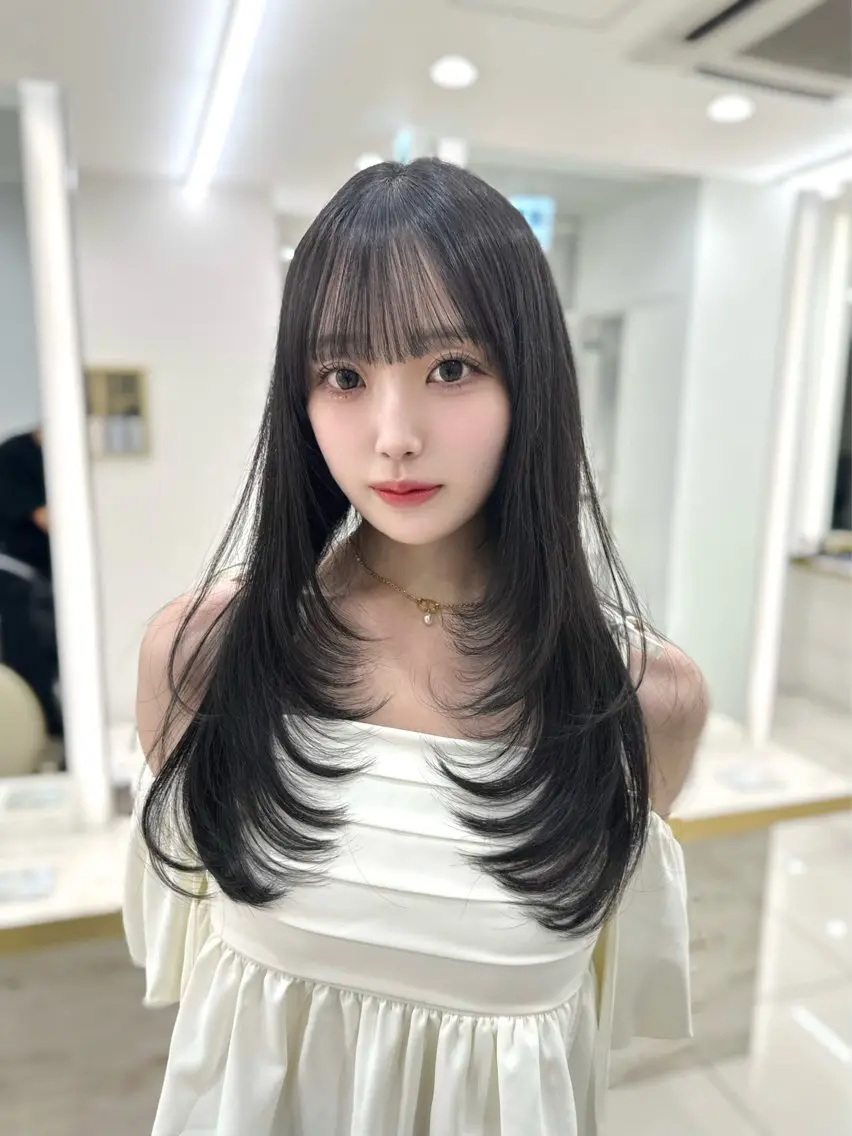 ロング カラー 透明感カラー 似合わせカット カット ヘアカラー 似合わせ/レイヤー /顔まわり/池田歩樹のヘアスタイル