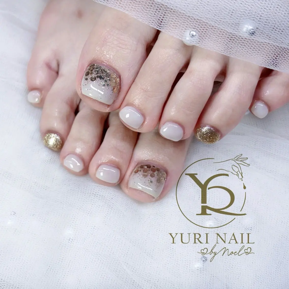 ネイル チークネイル フットネイル フレンチネイル グラデーション キラキラネイル フットネイル ハンドケア YURI Nail Funabashiのネイルデザイン