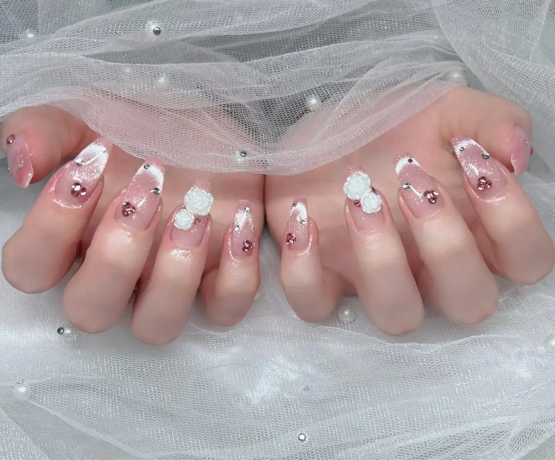 ネイル ハンドネイル 🎀PG🩵 ネイルサロンのネイルデザイン