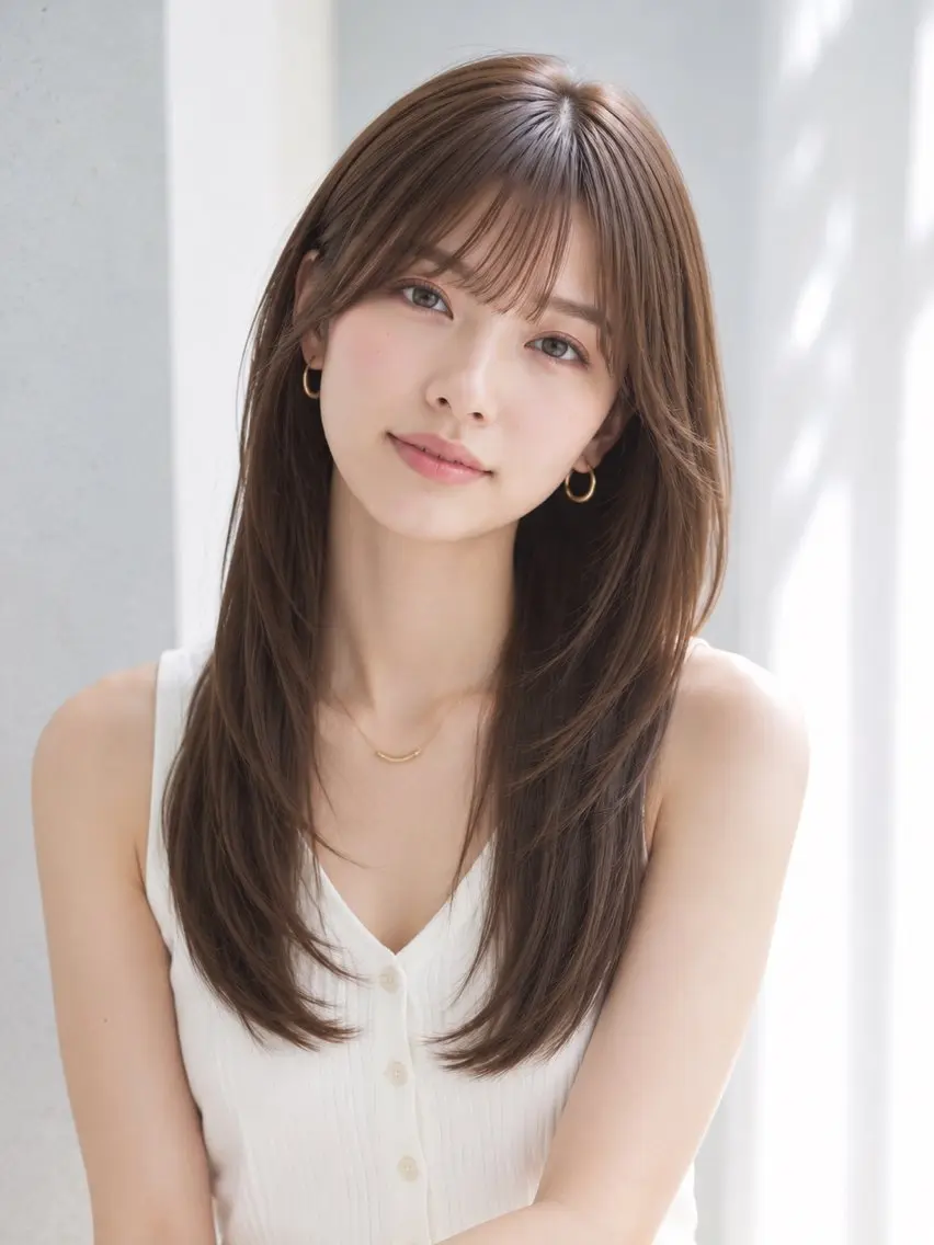 セミロング カラー ベージュカラー 透明感カラー イルミナカラー 外国人風カラー レイヤーカット カット ヘアカラー トリートメント 田村和範/似合わせ カラー/髪質改善のヘアスタイル