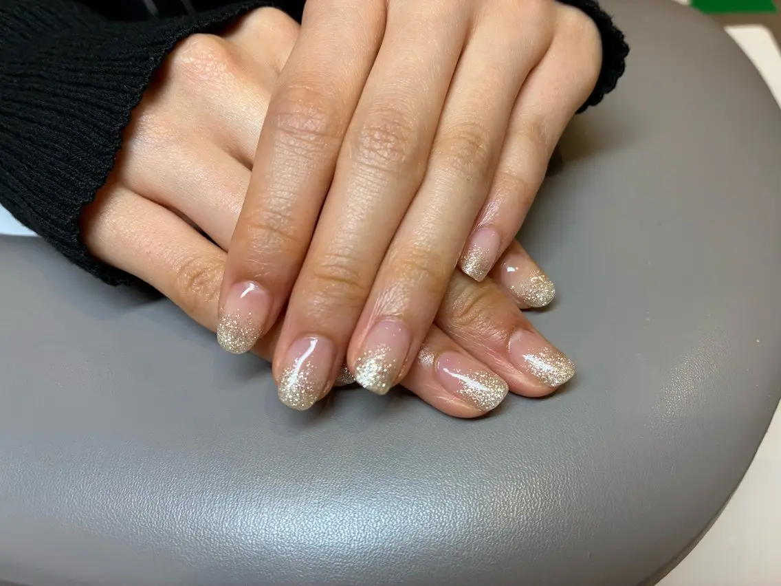 ネイル ラメ(グリッター) ラメグラデーション シルバー ハンドネイル ECRLN Atsumiのネイルデザイン